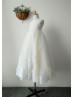 Ivory Lace Tulle With Yellow Lining Floor Length Flower Girl Dress